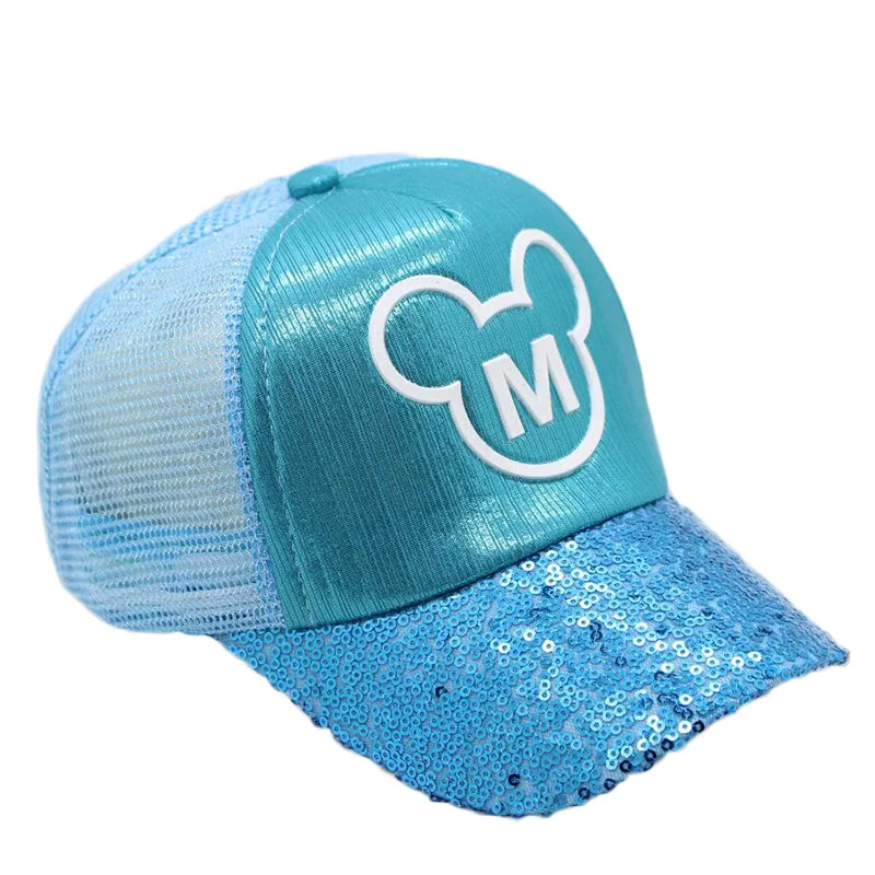 

Children Hip Hop Baseball Cap Summer Baby Girls Sequins M letters Sun Hat Boys Girls Snapback Mesh Caps Leisure Student Ha