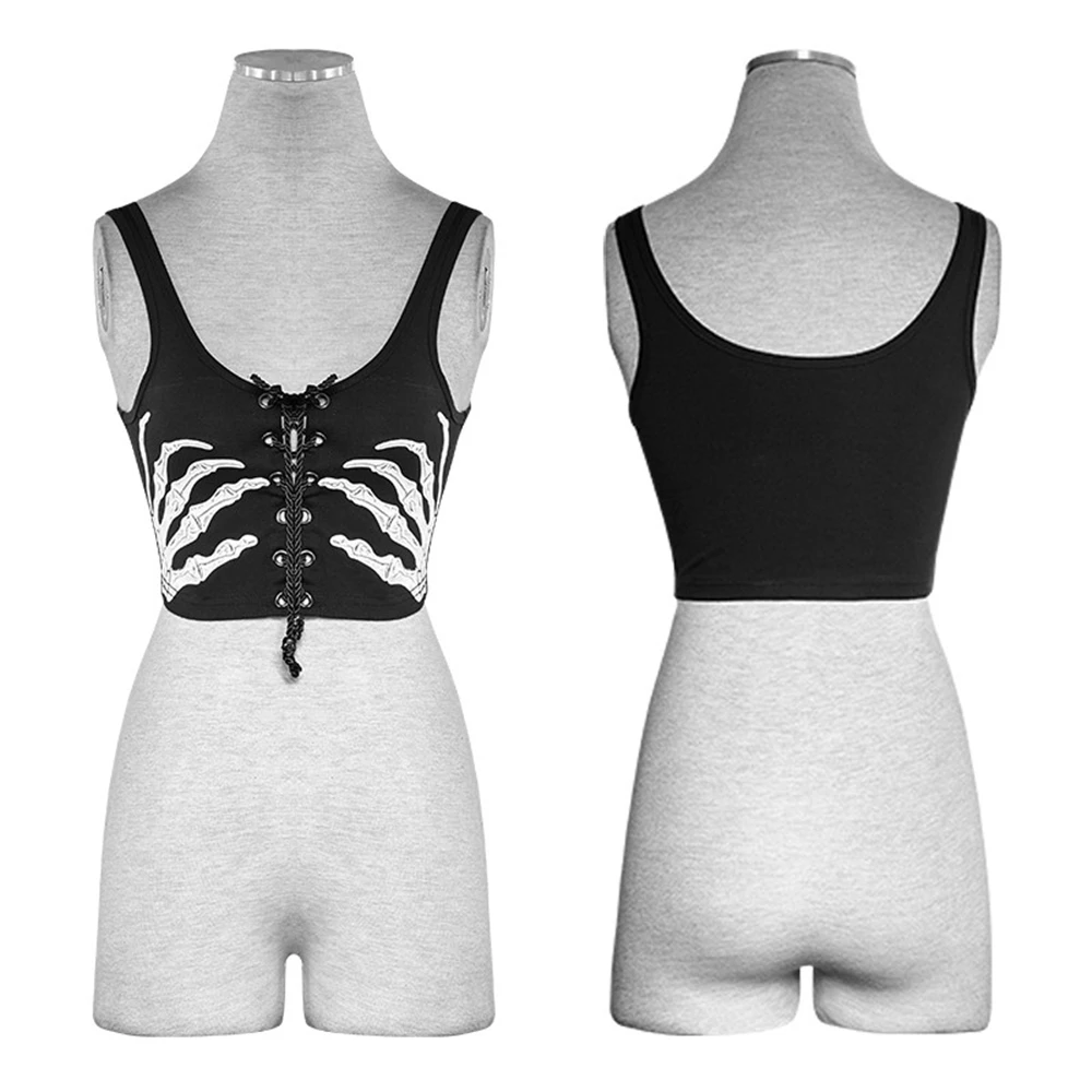 Панк женские сексуальные топы готические руки печатных короткий жилет Летний