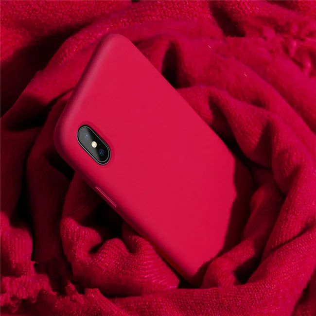 Красный Силиконовый чехол для iPhone 6 6S 7 8 Plus X XS Max XR 11 Pro Max Мягкий ТПУ Жидкий чехол для телефона для iPhone XS Max чехол Полная защита - Цвет: Красный