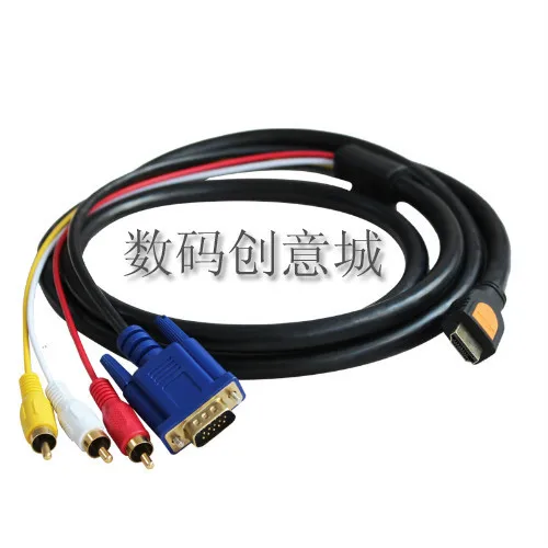 Кабель преобразователь с HDMI на SVGA VGA 3 RCA Av 5 футов 1 м|converter adapter|lcd cablelcd cable converter |