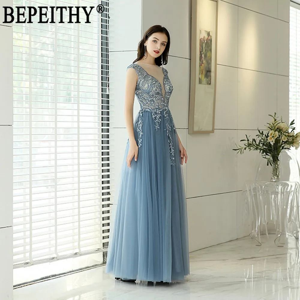 BEPEITHY Vestido De Festa новый дизайн Длинные вечерние платья с вырезом лодочкой рукавами
