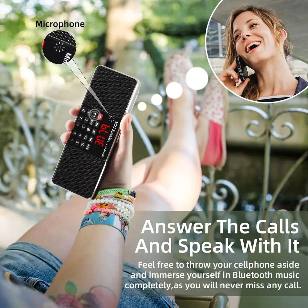 PRUNUS цифровое портативное радиоприемник FM AM приемник Bluetooth стерео динамик TF/SD карта MP3-плеер USB привод громкой связи вызов светодиодный экран