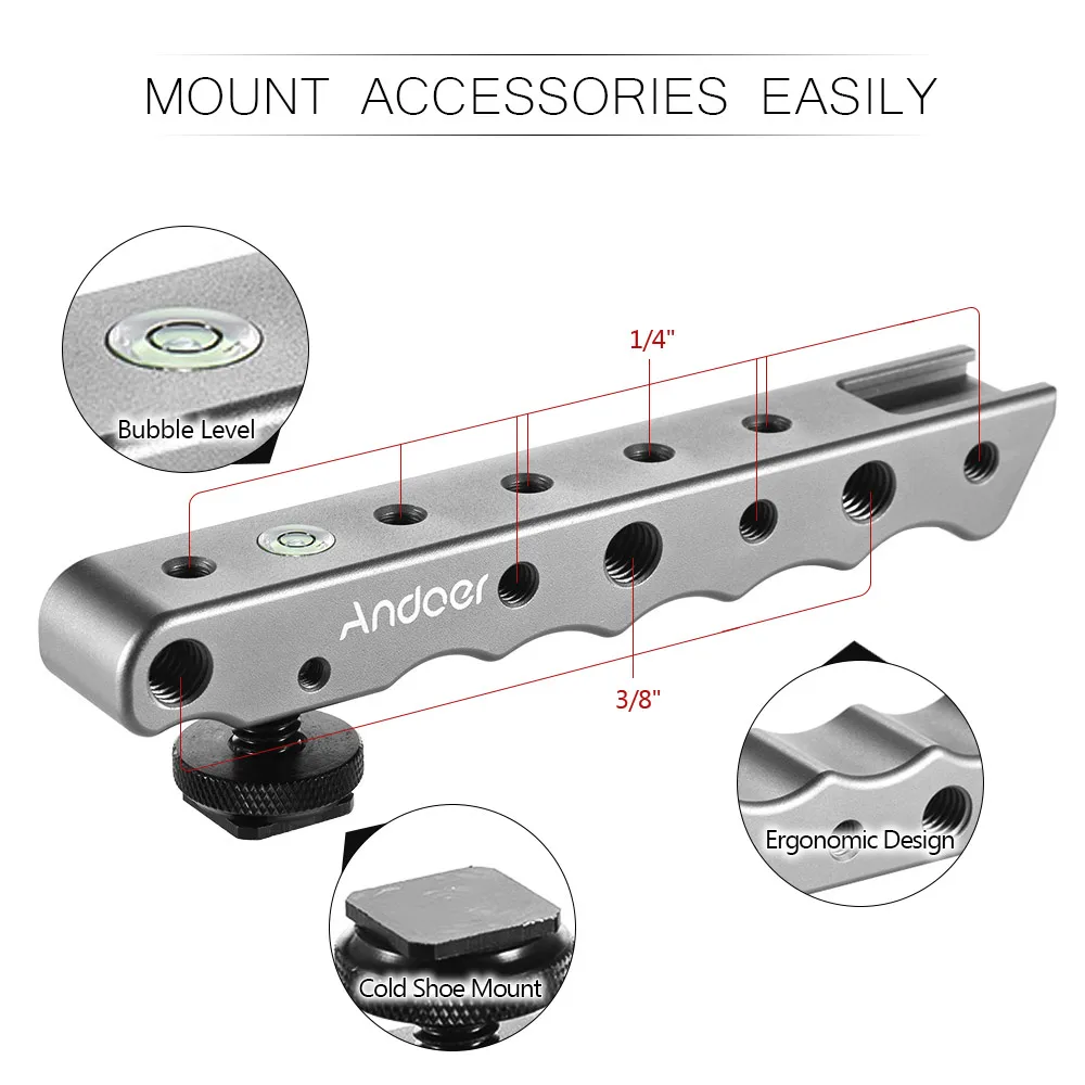 Ручка Andoer с верхней ручкой для стабилизации видео холодным башмаком и