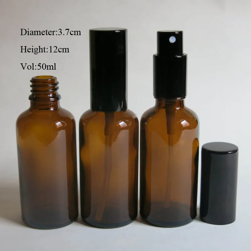 

100pcs 50ml amber glass spray bottle with black sprayer , 50ml glass mist spray bottle,50 ml glass perfume spray container