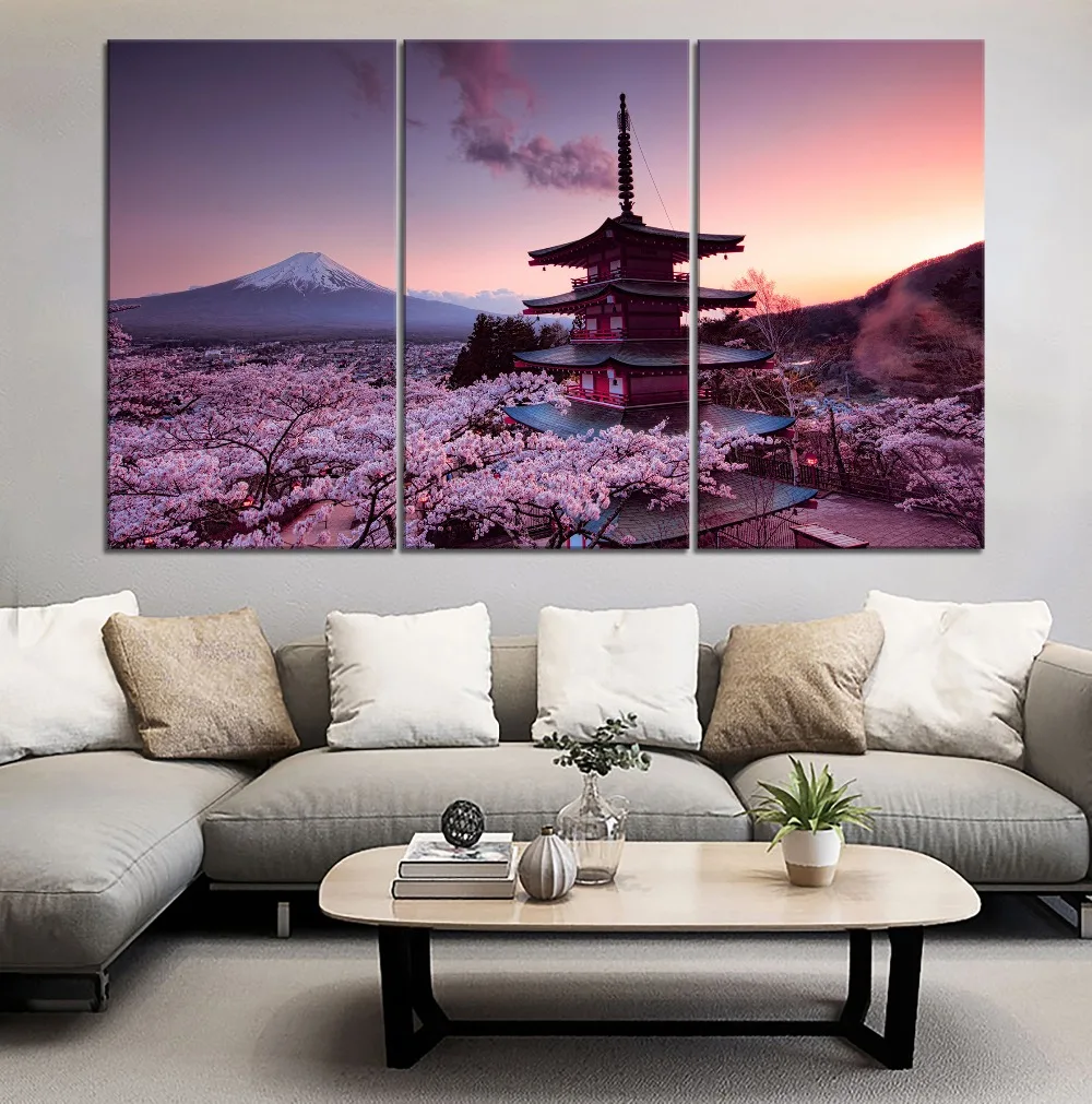 Chureito пагода и Гора Fuji живопись 4 шт. стильная Печать на холсте Тип картины