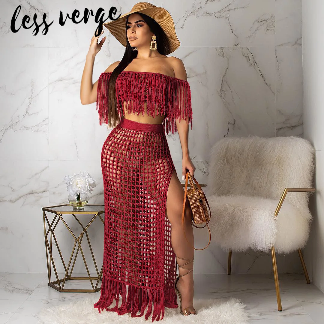 Lessverge белые женские комплекты из двух частей 2019 с открытыми плечами 2 шт набор топ