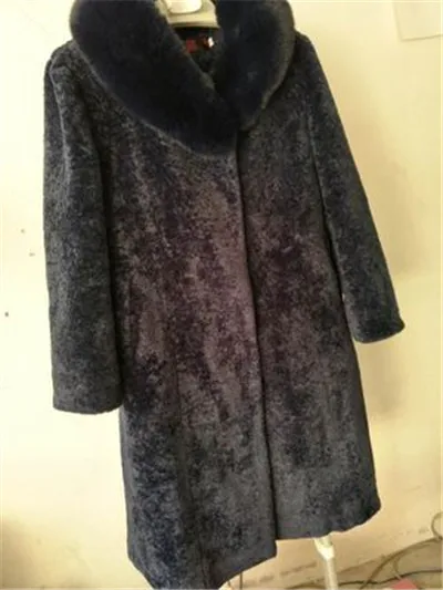 Осень-зима, Женское пальто из овечьей шерсти, плюс размер, 5XL, утолщенное, с капюшоном, шерстяное пальто, для женщин среднего возраста, с меховым воротником, Длинные куртки