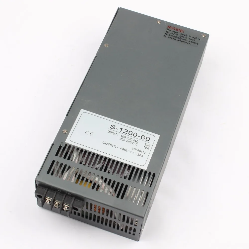DIANQI 1200W 60V 20A импульсный источник питания светодиодного табло для Светодиодные ленты светильник AC к DC источник питания Входное 110v 220v 1200w преобразователь переменного тока в постоянный, источник питания