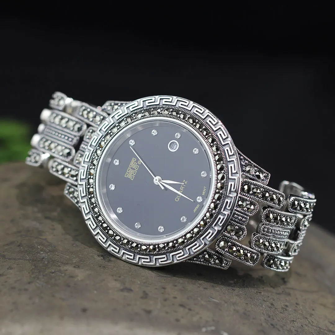 Серебро S925 стерлингового серебра ювелирные изделия Таиланд ручной работы ретро тайское серебро мужские и женские часы браслет