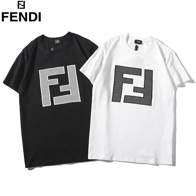 Бренд Fendi лето осень Для мужчин женщин О образным вырезом Футболка оригинальный