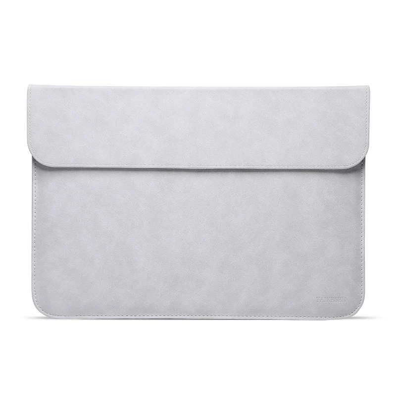 Light gray 2 Portable PU Laptop Sleeve Bag Notebook Handbag Case For Macbook Air Pro 11 12 13 Retina New Pro 13.3 15.4 Touch Bar Cover - Цвет: Light gray 2