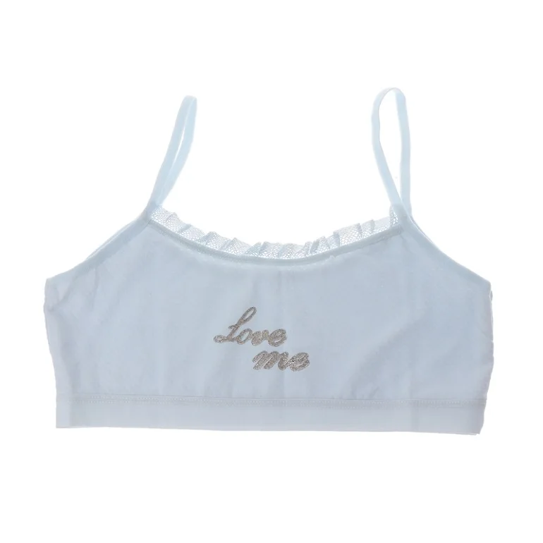new Young Girls Cotton Camisoles Girl Underwear Printing Lace vest Top For Teens Training camisole - Цвет: 2