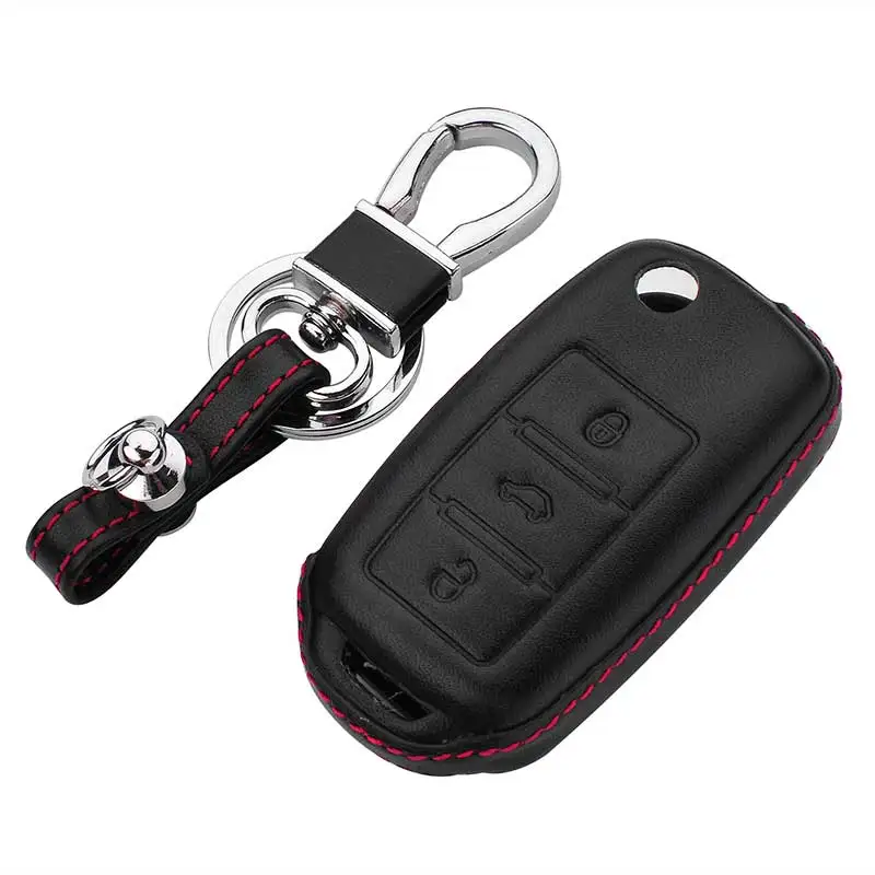 Кожаный чехол для ключей VW Polo Golf 7 Tiguan Skoda Octavia Kodiaq Karoq SEAT Ateca Leon Ibiza 2015 2016 2017|Футляр
