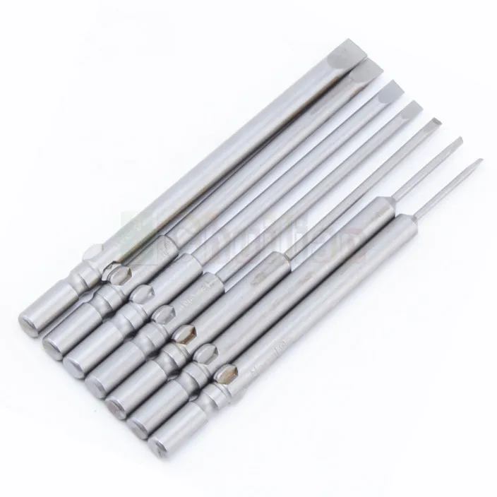 

7pcs 1.6mm-6mm S2 Alloy Steel Magnetic Flat Head Slotted Screwdrivers Bits 802 6mm Round Shank