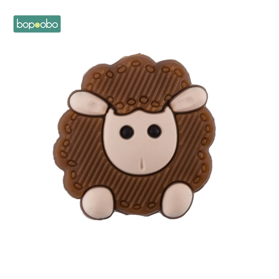 Brown Sheep Bopoobo 3 шт. мини силиконовые бусины в виде животных, детский прорезыватель, Силиконовый грызунок «кролик», шарик, миниатюрный стержень для детей, силиконовый прорезыватель, ожерелье - Цвет: Brown Sheep