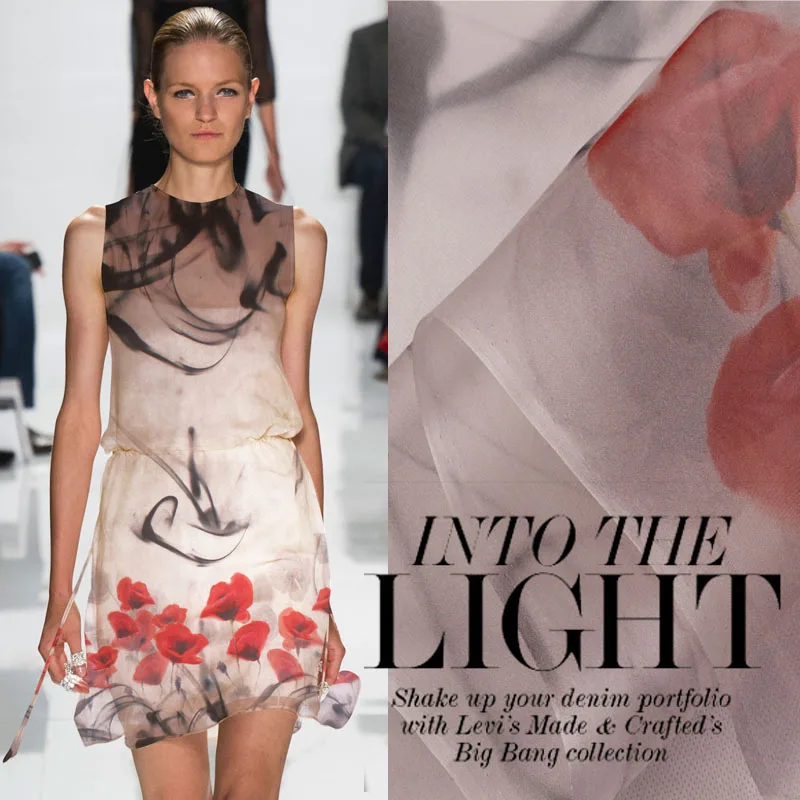 Цифровая печатная шелковая органза ткань натуральный шелк сырьевая ткань|fabric