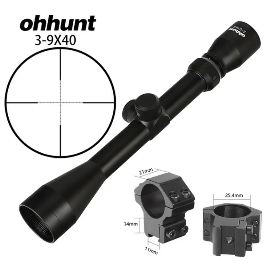 with Dovetail ring4 3-9X40 Hunting Optics Riflescopes Rangefinder or Mil Dot Reticle Crossbow Shooting Tactical Rifle Scope with Mount Rings - Цвет: with Dovetail ring4