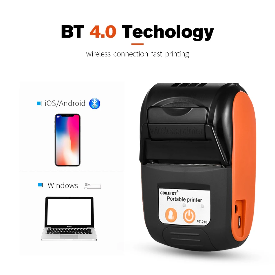 Pos мини мобильный Термальный чековый принтер карманный беспроводной принтер Bluetooth для Android iOS телефон Поддержка ESC/POS