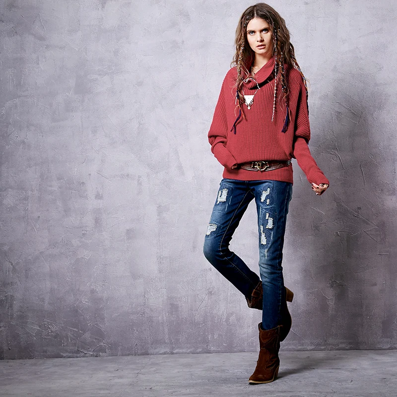 ARTKA осень 2018 г. и Новинка зимы Винтаж Красный теплая водолазка пуловеры для женщин