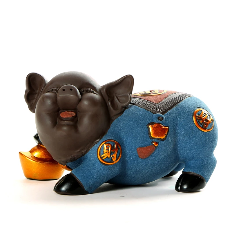 Cute Changeable Pig Boutique Lucky Fortune Tea Pet Tabletop TV Cabinet Yixing Purple Clay Feng Shui Ceramic Car Home Decor | Дом и сад