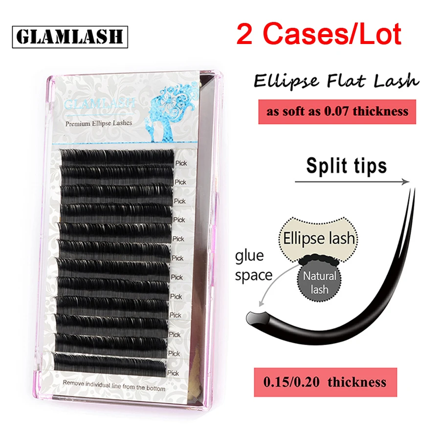 Накладные ресницы GLAMLASH 2 чехла норка черный Ellipse для наращивания ресниц