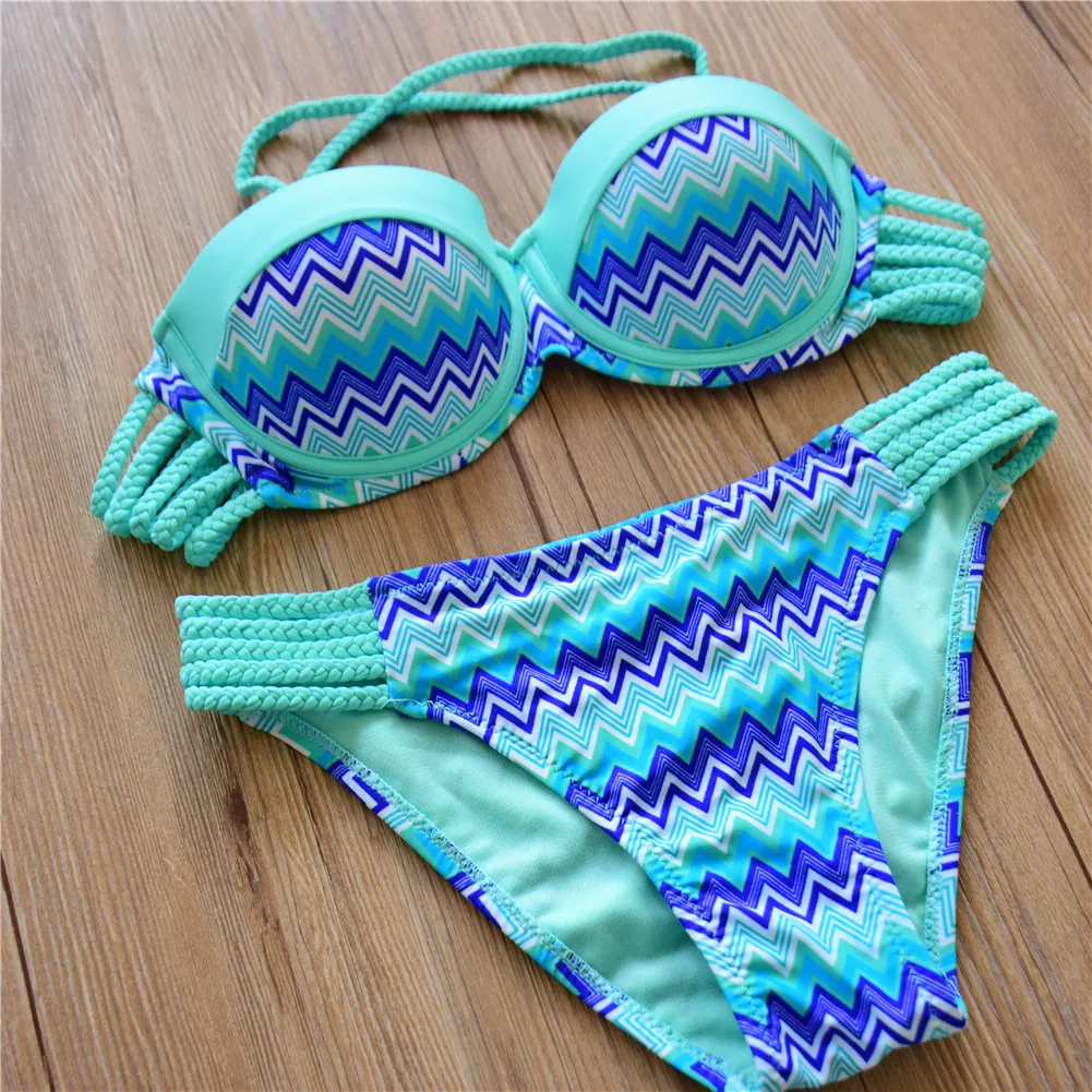 Женские новые спортивные бикини пикантные Лоскутные в богемном стиле с принтом