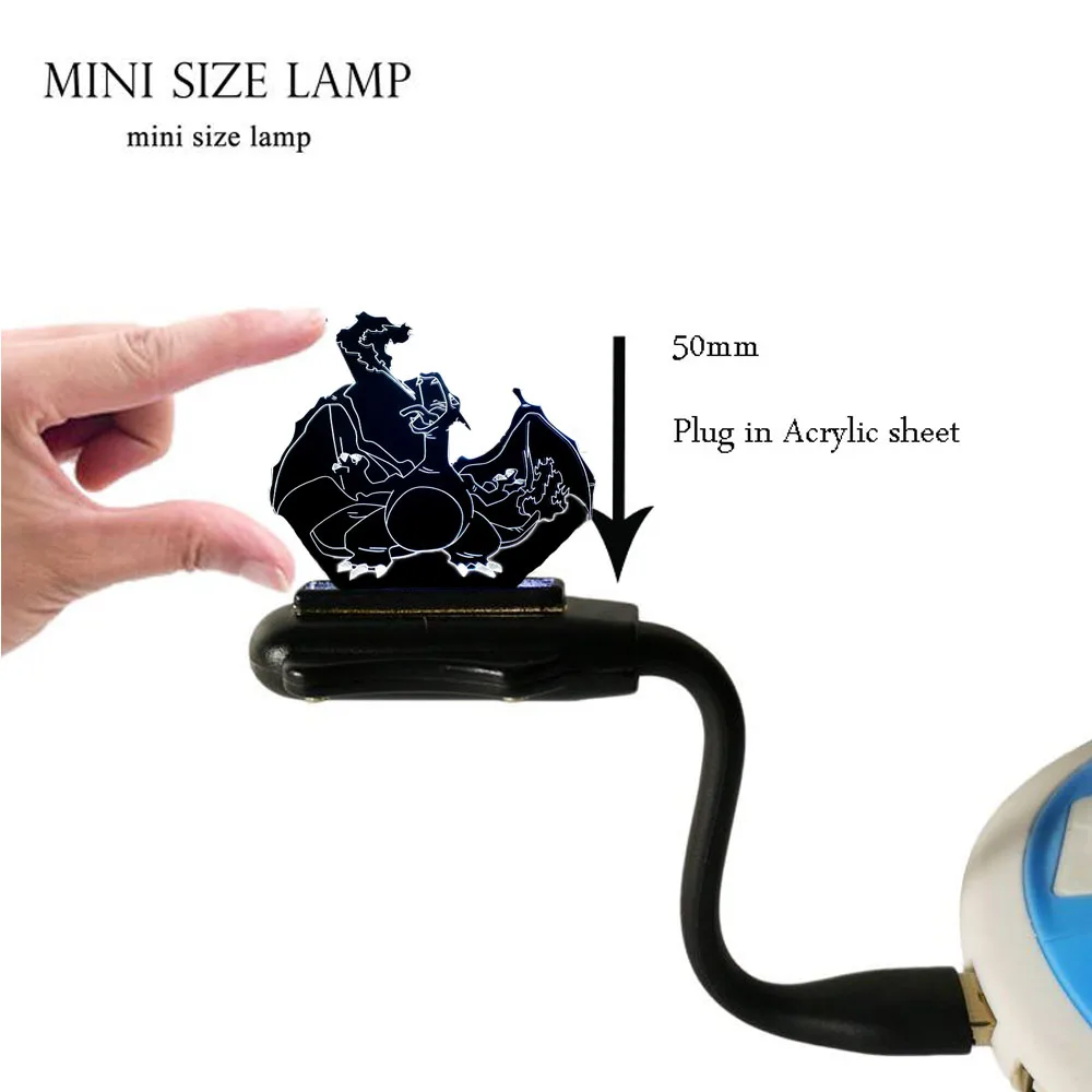 Cool Charizard RGB 7 цветов 3D иллюзия светодиодный ночник светильник Покемон USB