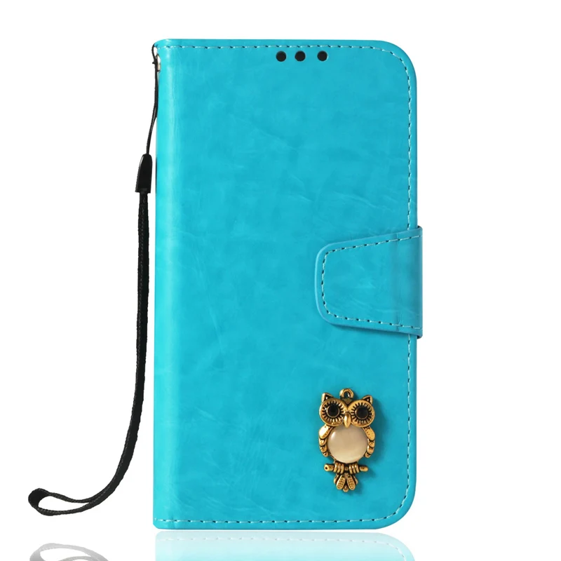 Owl Sky blue Чехол-бумажник с рисунком совы для телефона, кожаный чехол+ Мягкий силиконовый чехол из ТПУ, чехол Защита, Fundas, для Apple iPhone 5 5S SE 5C 6 6S 7 8 Plus X XS - Цвет: Owl Sky blue
