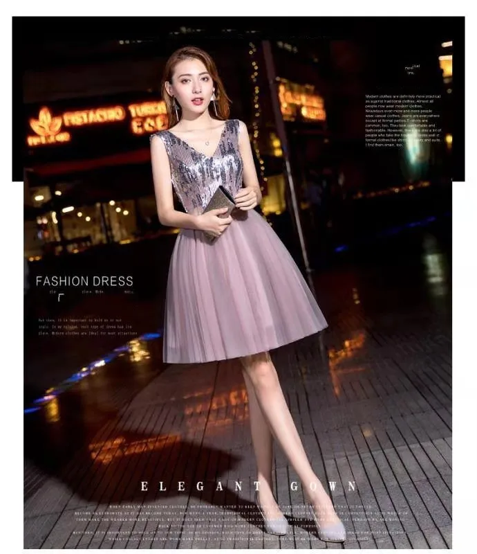 same as picture Новое поступление robe de soiree розовое короткое вечернее платье abendkleider элегантное вечернее платье abiye gece elbisesi ever pretty - Цвет: same as picture