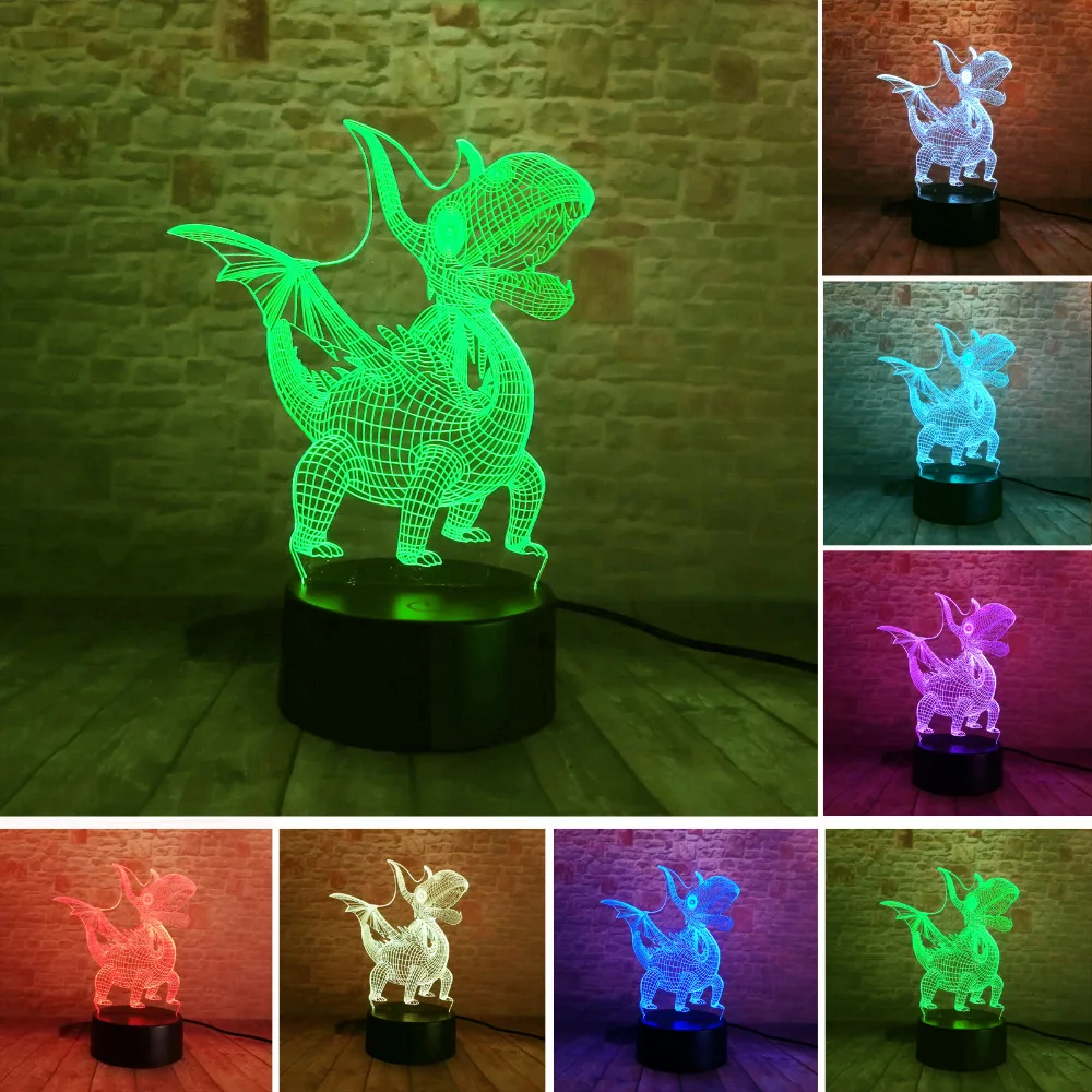 

Pterosaur Dinosaur 3D Illusion Led Lamp 7 Color Led Bulb Decor Night Light USB Touch Sleeping Table Lamp for Child Kids Baby