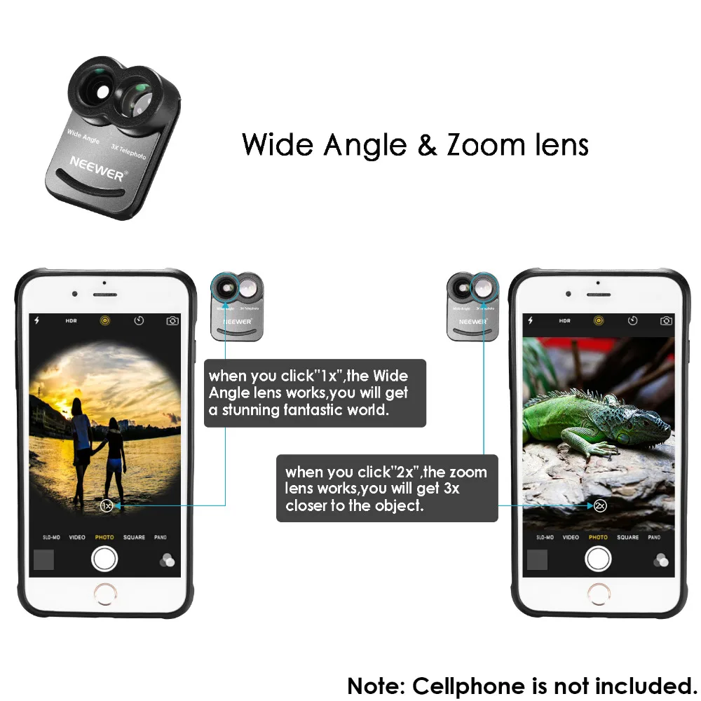 Комплект объективов Neewer для iPhone 7 Plus 2 в 1 комплект зажимов камеры сотового