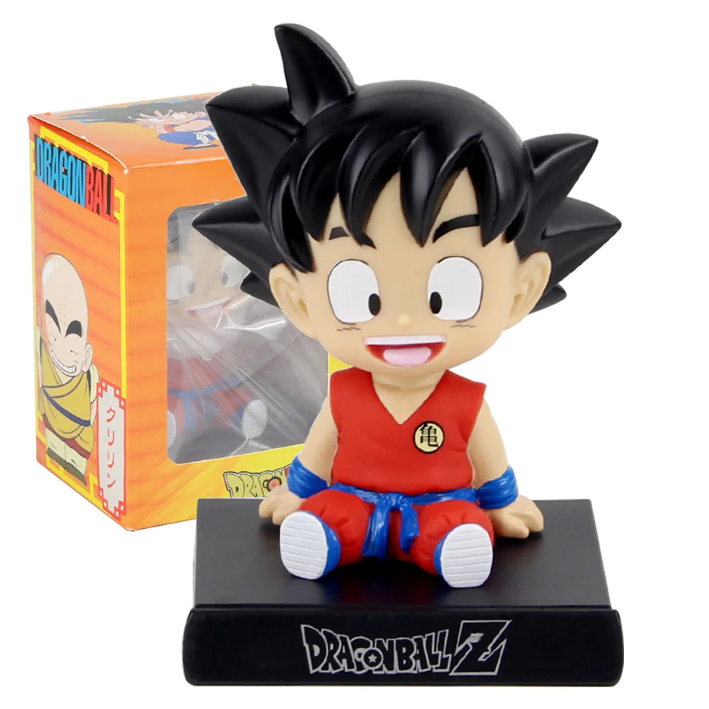 B with box Bobble Head Dragon Ball экшн Сон Гоку фигурка криллин встряхните головку держатель телефона кронштейн украшение автомобиля аниме модель ПВХ игрушки подарки - Цвет: B with box