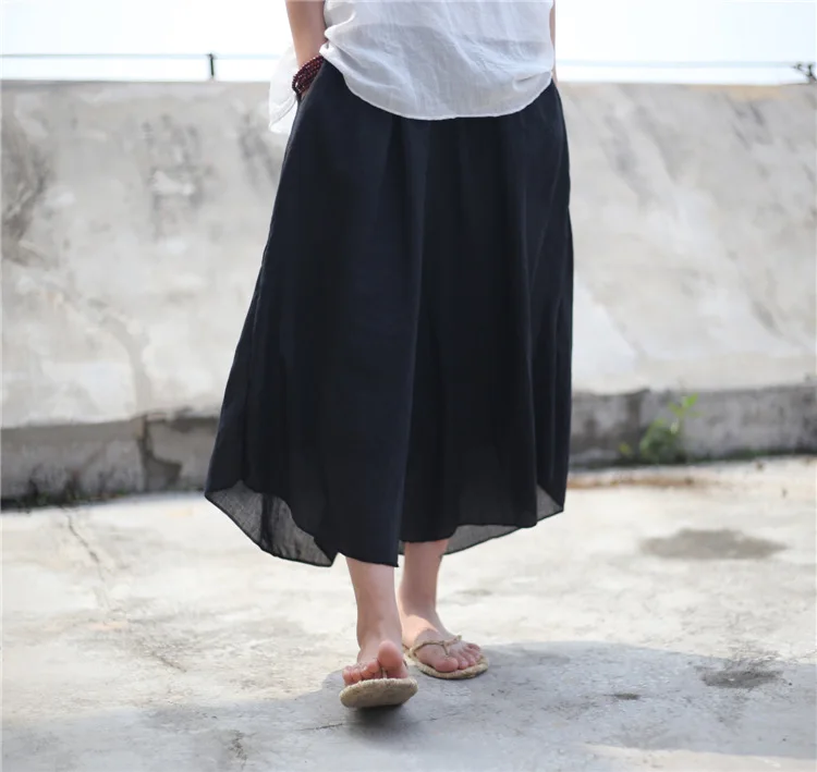 Originoods женские летние брюки широкие эластичная талия хлопок Капри 2 слоя