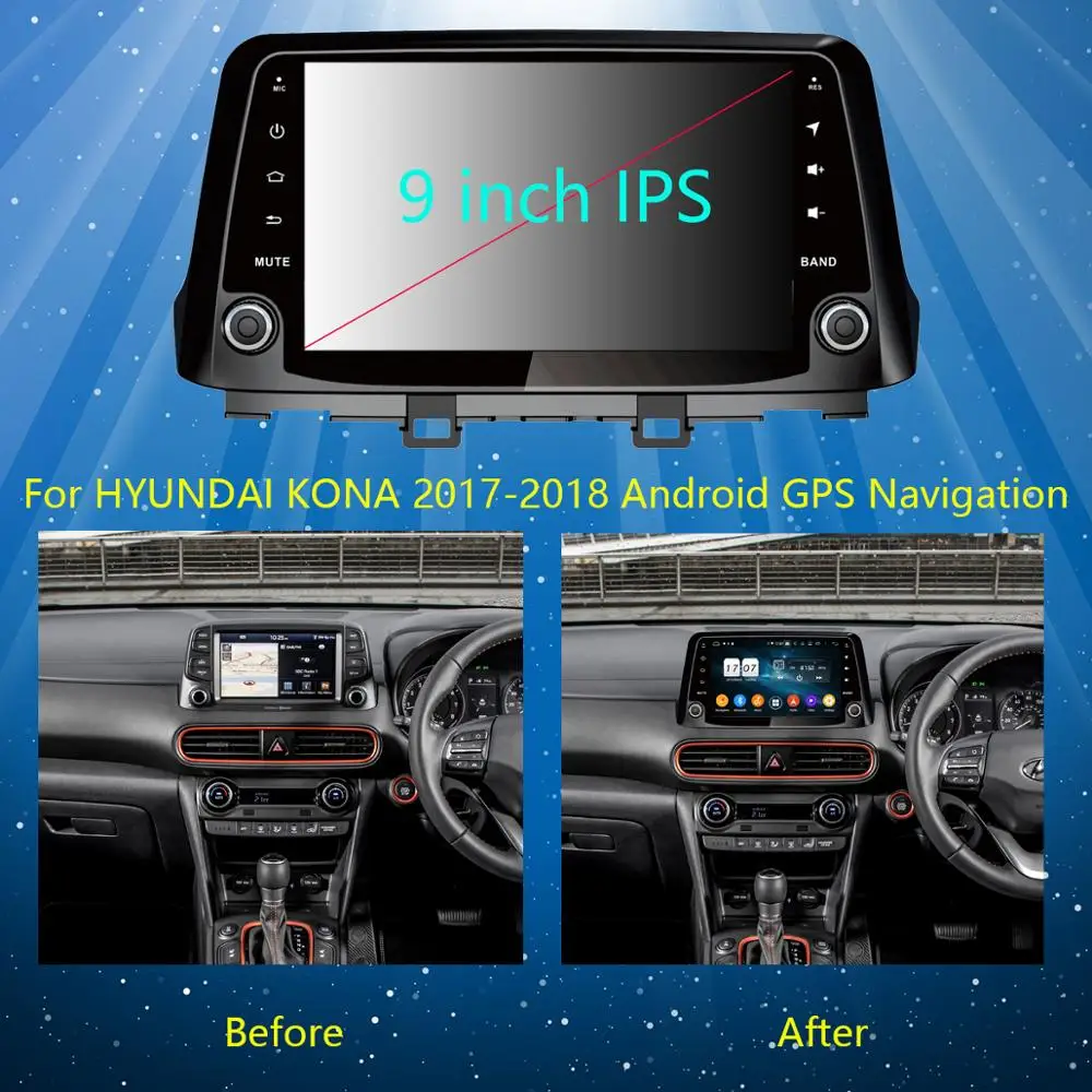 9 &quotIPS 8 Core 4 Гб RAM + 64 ROM Android 0 Автомобильный DVD радио GPS для Hyundai KONA 2017 2018 DSP CarPlay Parrot BT