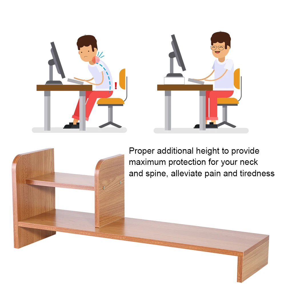 Teak Color Компьютерный ноутбук монитор стояк Настольный деревянный органайзер для хранения полка распродажа низкая цена - Цвет: Teak Color