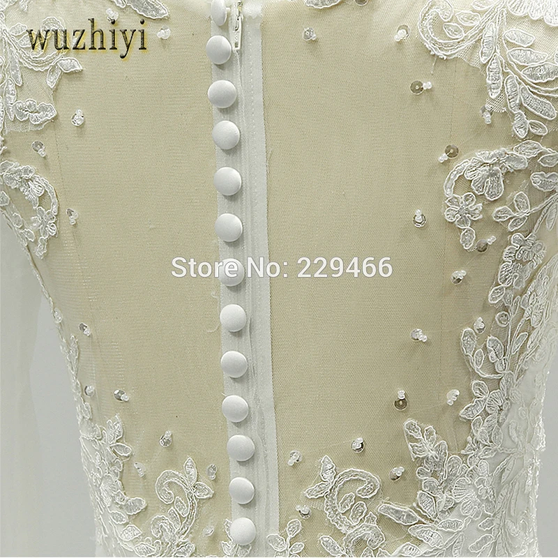WUZHIYI Robe De брак Русалка свадебное платье размера плюс Иллюзия Тюль Кружева