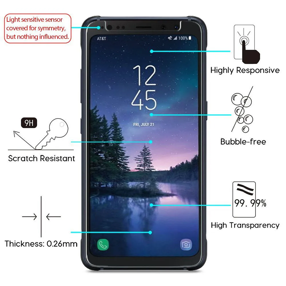 Del HD закаленное стекло Защита для экрана Sam sung Galaxy S8 Active 6 2 дюйма td923 Прямая
