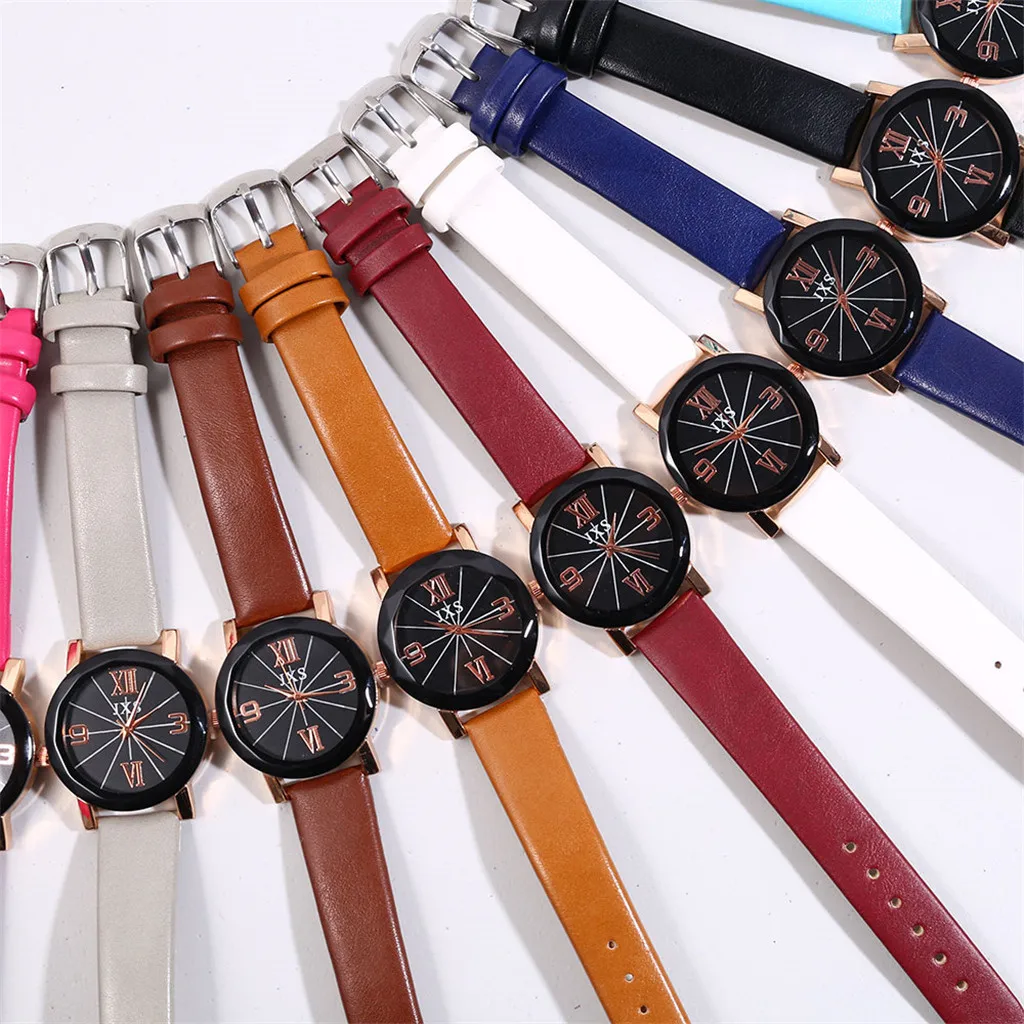 Модный роскошный комплект для отдыха женщин кварцевые часы из шнека и кожи