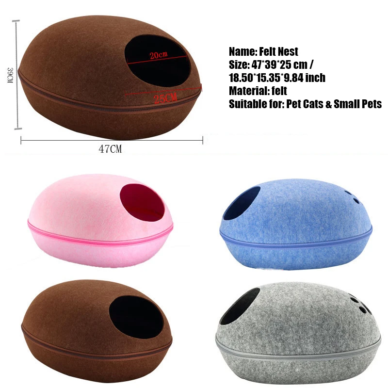 Лежанка для собак и кошек в форме яйца спальный мешок на молнии из фетровой ткани