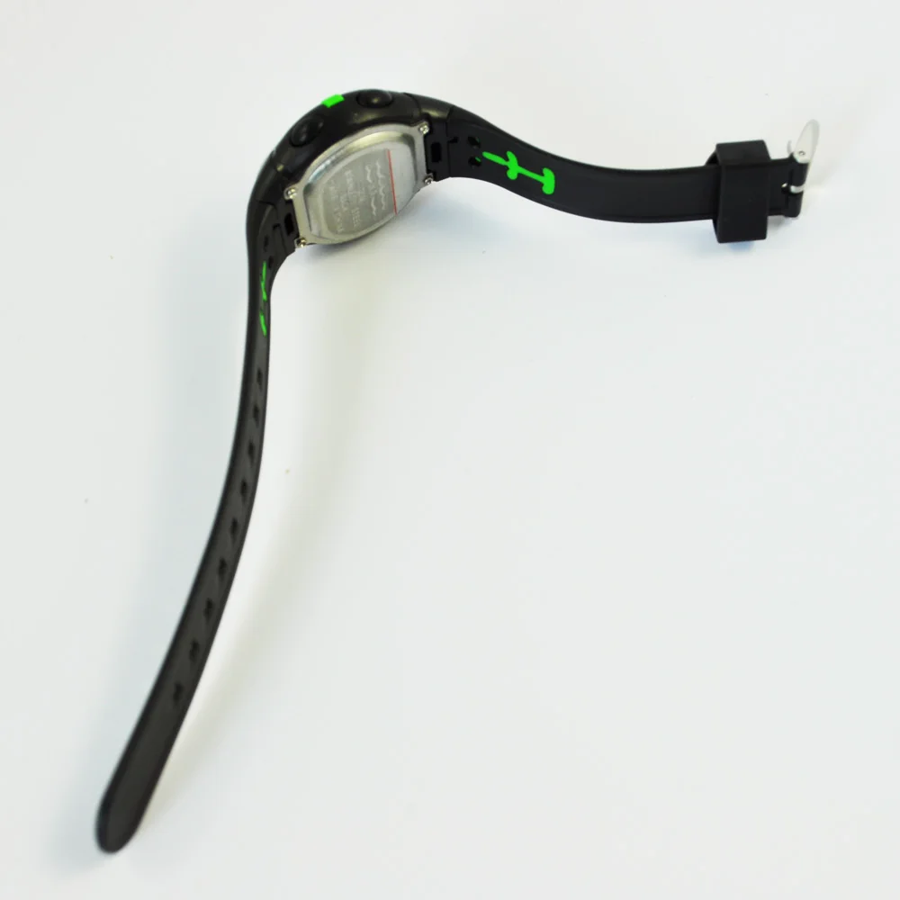 SODIAL(R) черный зеленый пластиковый регулируемый браслет цифровые спортивные часы