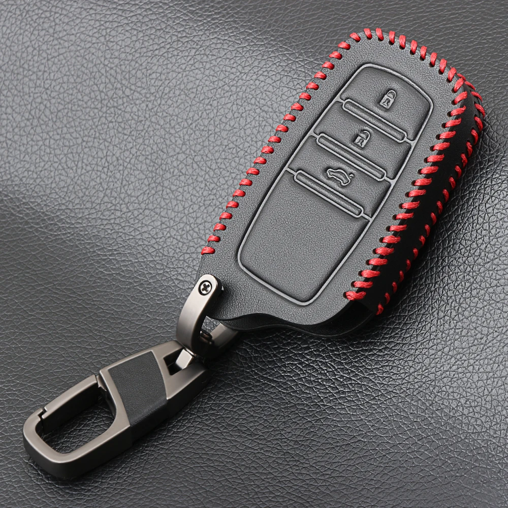 3 кнопки кожаный чехол для ключей Toyota Miral Fortuner Rav4 Highlander Crown Smart Key брелок