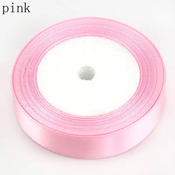 Pink 22 м/рулон) ширина 10 мм горячее предложение! Лучшая цена одна сатиновая подарочная лента упаковочная для украшения дома и свадьбы 29 цветов - Цвет: Pink