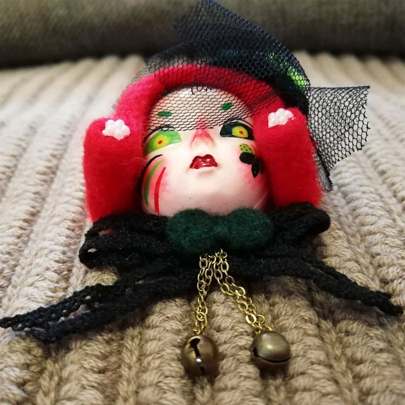 Handmade Clay Mini Doll OOAK Brooch Vintage Felt Dolls Badge Unique Brooches Jewelry | Украшения и аксессуары