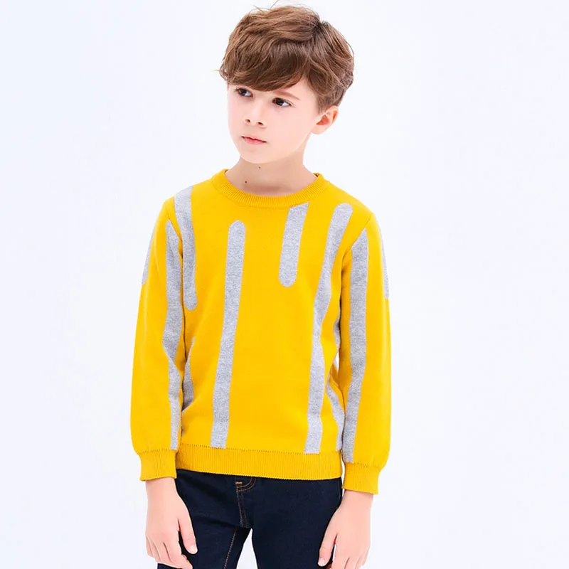 Верхняя одежда для мальчиков детский вязаный зимний свитер контрастного цвета |