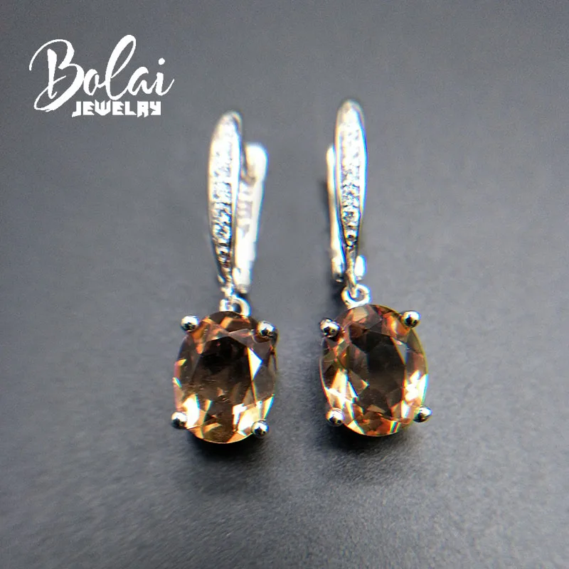 Bolai, простые серьги из зултанита, меняющие цвет, серебро 925 sterlng, лучший подарок для женщин, коричневый, розовый и зеленый цвет, меняющий цвет