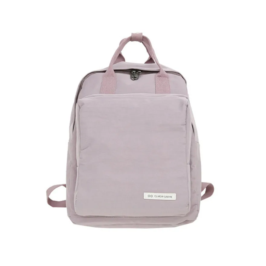 light purple Женский рюкзак, Молодежные маленькие однотонные повседневные Рюкзаки, школьная сумка для студентов, сумки для ноутбука для девочек-подростков, водонепроницаемый рюкзак Mochila - Цвет: light purple