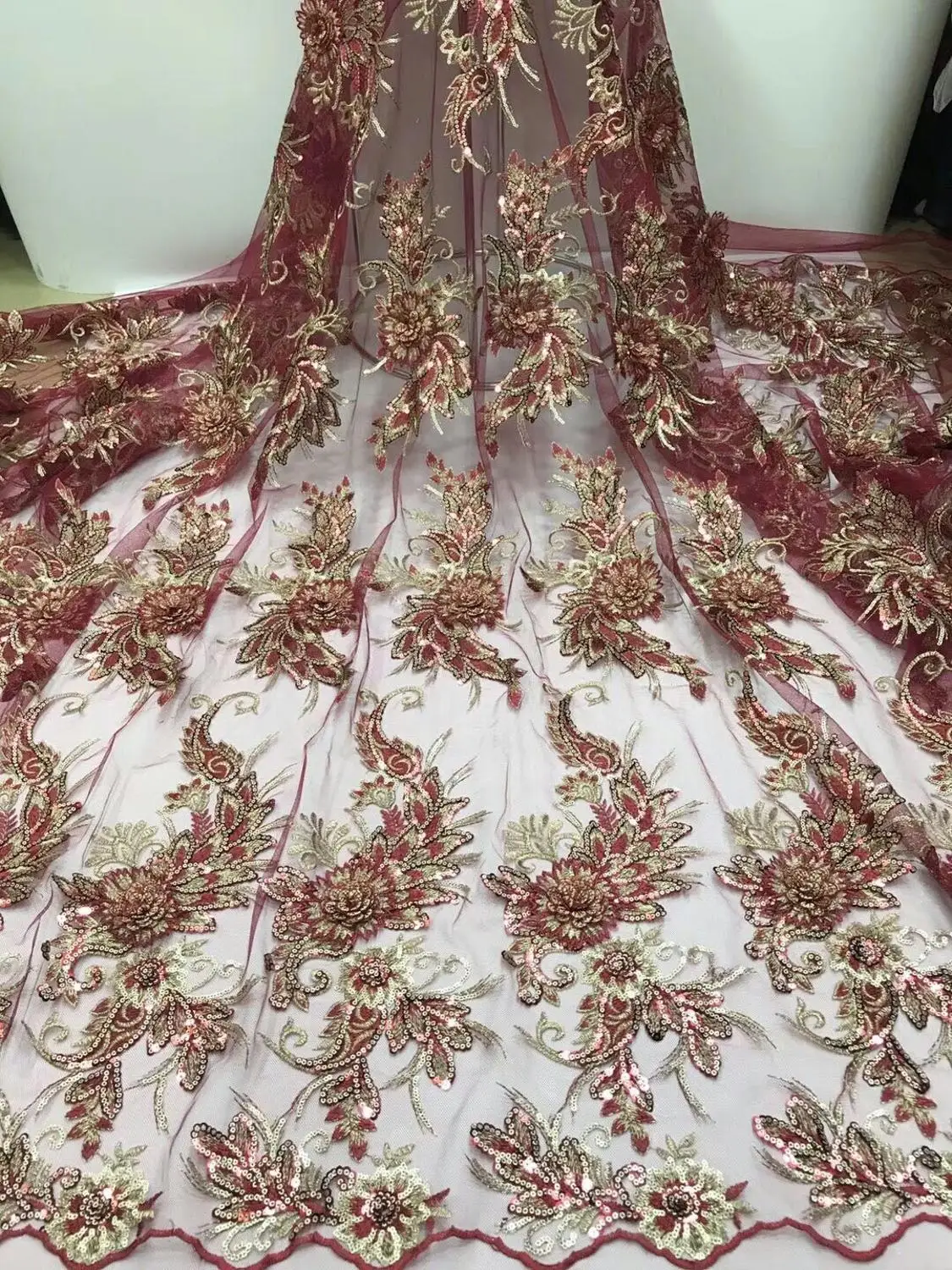 2019 новейшие поступления красивый французский 3D бисером кружевной ткани модные