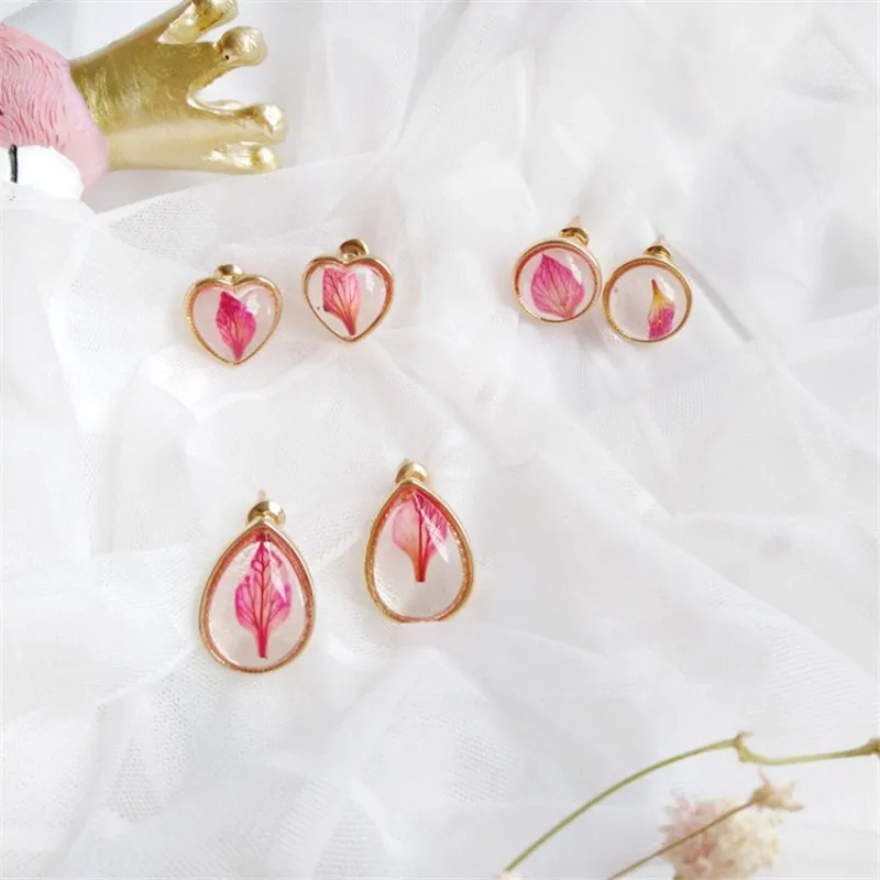 XEDZ творческий Япония и Южная Корея Стекло Cherry Rose лепестки серьги Мода Сердце