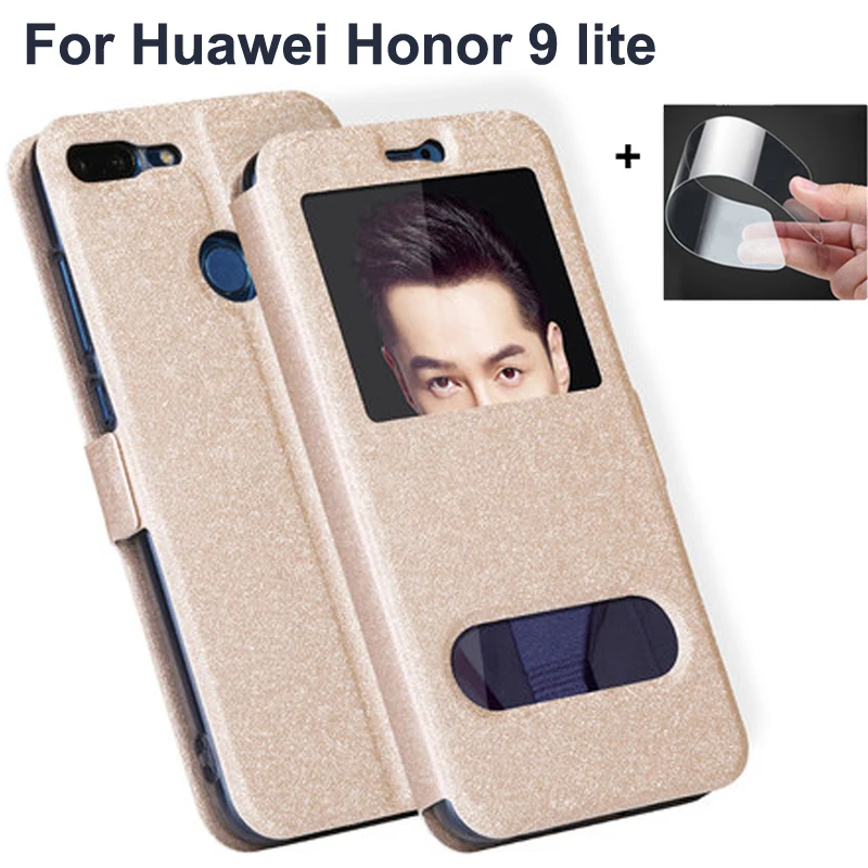 

Open window cover For Huawei Honor 9 lite Case cover PU leather Cases Honor9 lite flip shell coque Honor9lite back cover case