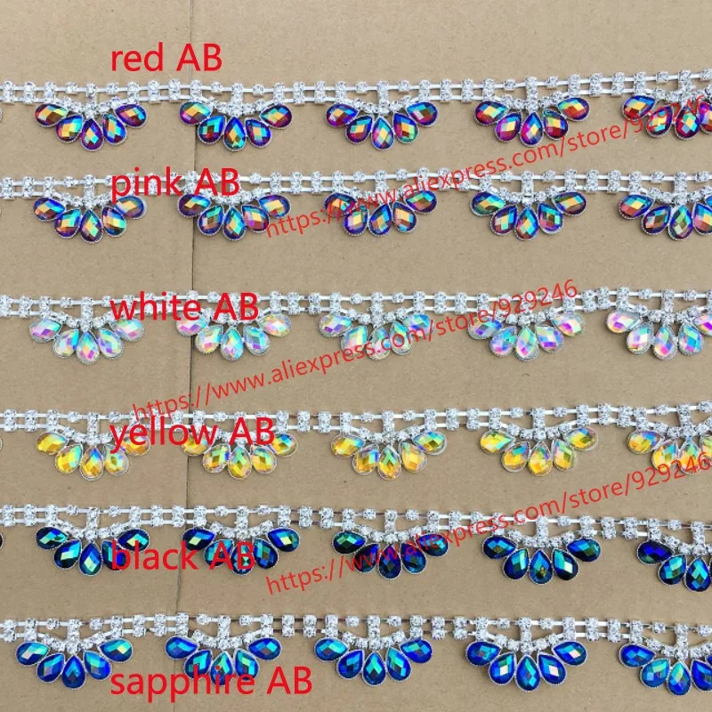 1 ярд/упаковка 2 см великолепные украшения для волос из черного камня|ab rhinestone